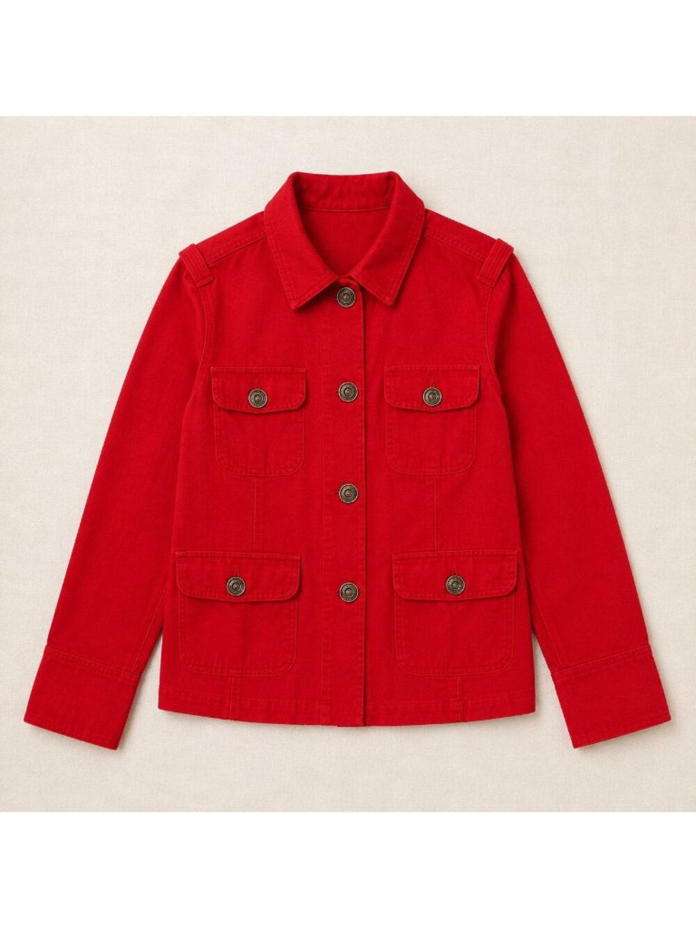 Avenue Jeans Red Barn Chore Jacket Plus Size 18 Button Front Cotton Jersey Arms